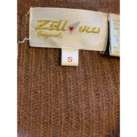 Vintage Cardigan Zell Originals Button Front Angora Brown Small - Picture 7 of 7